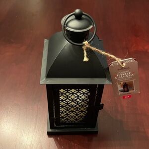 New Hallmark Black Metal Flameless Candle & Lantern with Timer - Original Tags